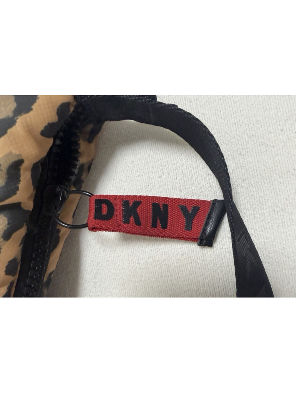 DKNY Torrie Weekender Leopard Print Quilted Duffle with Double Handles for Women - Picture 7 of 9
